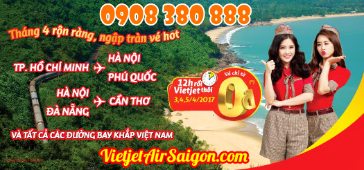 Tháng 4, Vietjet siêu khuyến mãi 1 triệu vé 0 đồng 1 Tháng 4, Vietjet siêu khuyến mãi 1 triệu vé 0 đồng