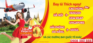 Vietjet khuyến mãi vé 0 đồng bay quốc tế