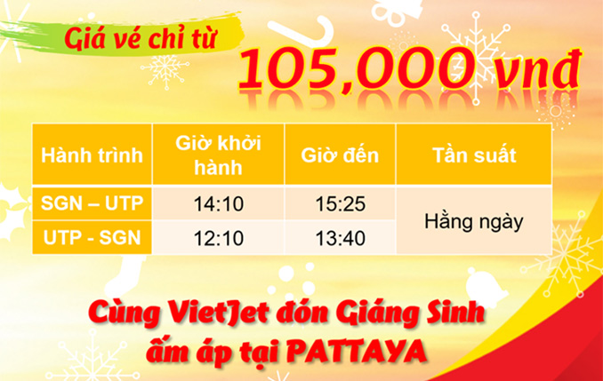 Vietjet chào mừng đường bay mới đến Pattaya (Thái Lan)