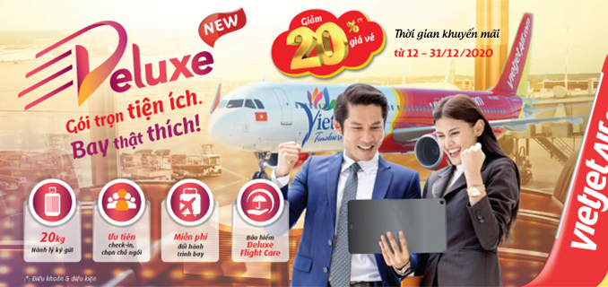 Vietjet giảm giá 20% hạng vé Deluxe
