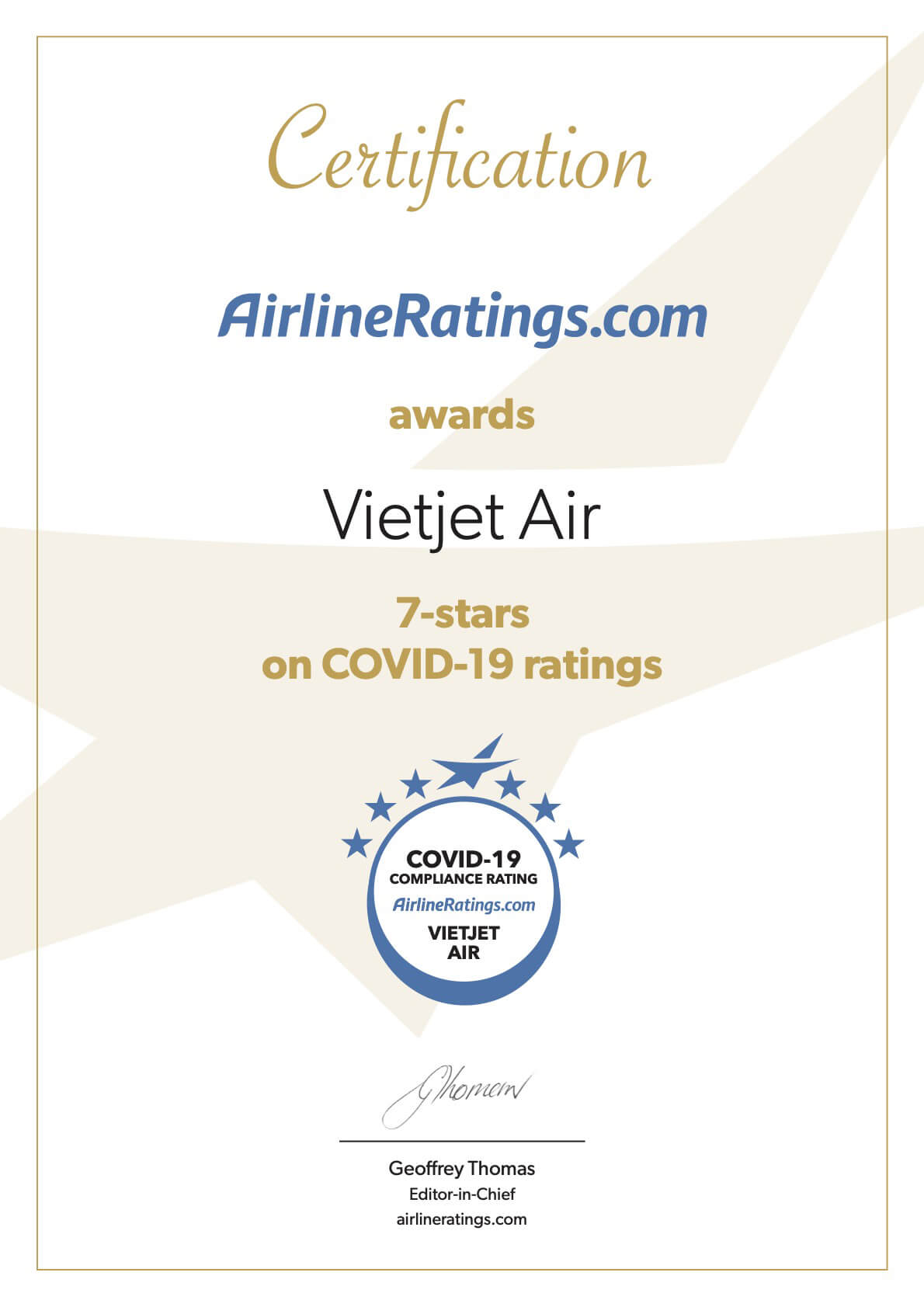 Hãng Vietjet đạt chứng nhận Quốc Tế cao nhất về phòng chống Covid-19
