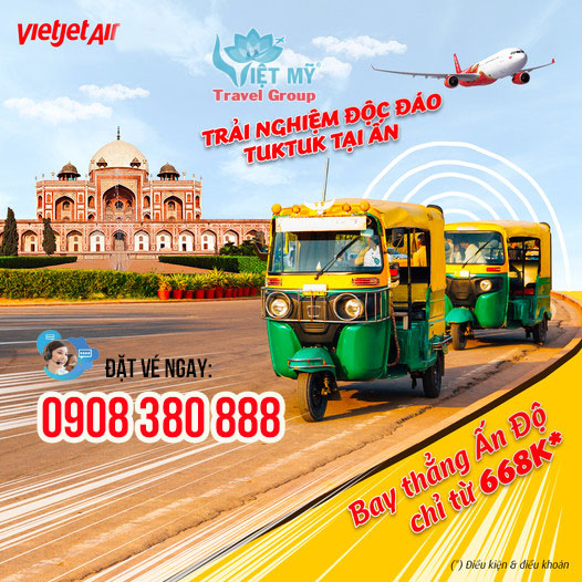 Bay thẳng Ấn Độ chỉ từ 688k Vietjet Air