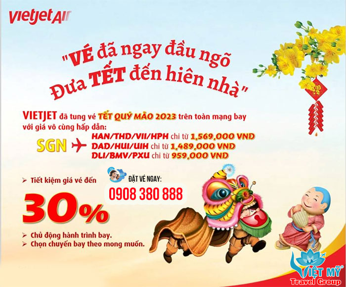 Vietjet Air chính thức mở bán vé Tết 2023 Quý Mão