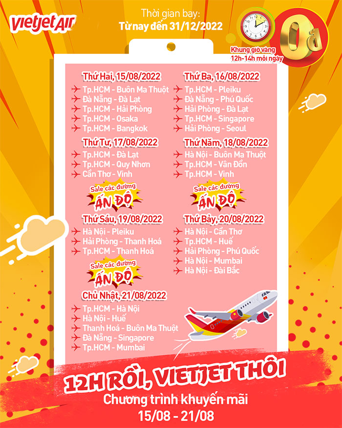 Loạt vé chỉ từ 0 Đồng Vietjet - Book ngay kẻo lỡ!