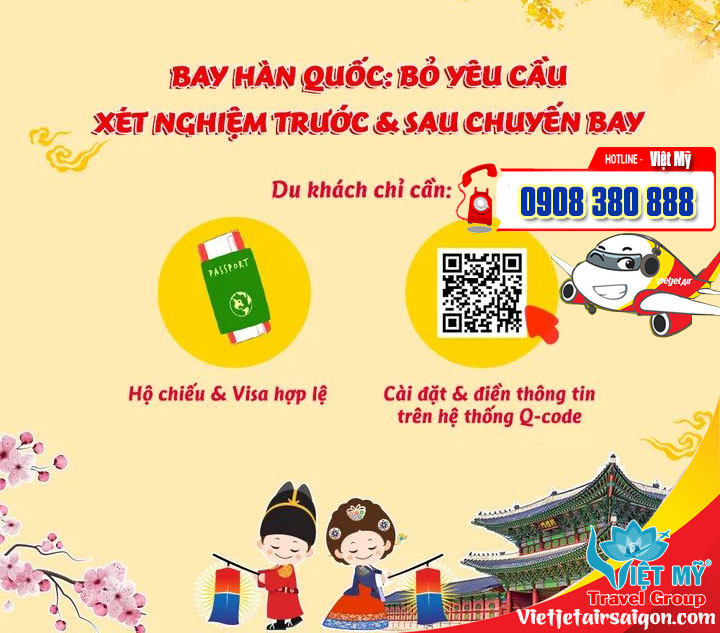 Bay Hàn không cần xét nghiệm - Vé bay chỉ từ 486K