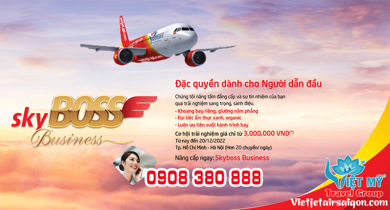 Bay hạng SkyBoss & SkyBoss Business giá từ 3 triệu hãng Vietjet
