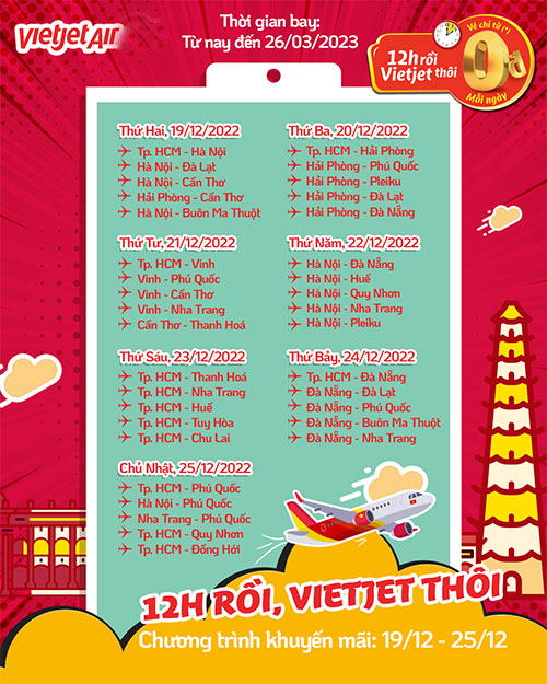 Noel cận kề - Rinh liền vé bay 0 đồng từ Vietjet Air