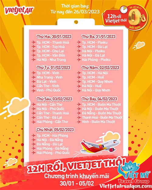 Rinh liền vé tặng 0 Đồng của Vietjet Air ngay kẻo hết