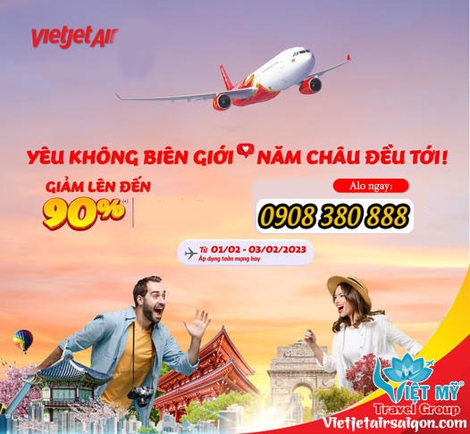 Bay khắp 5 Châu với Vietjet - GIẢM tới 90% giá vé