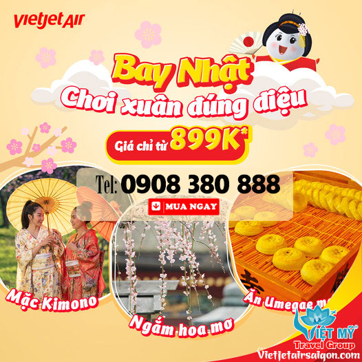 Cơ hội đi Nhật vé bay cực RẺ - Vietjet chào vé từ 899.000 đồng/chặng