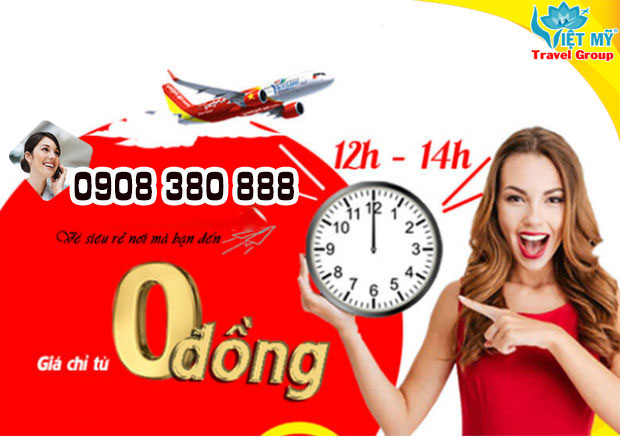 Đón mua vé Vietjet 0Đ khung giờ vàng 12h - 14h