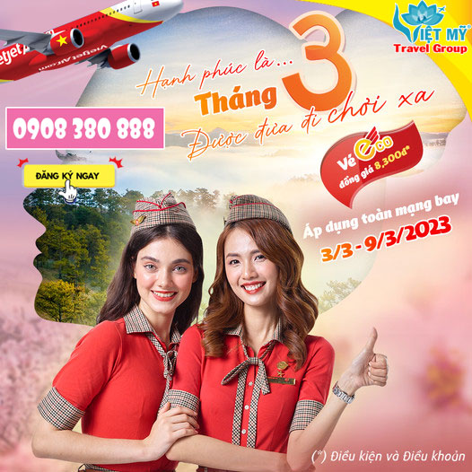 Đưa nàng chơi xa dịp 8 tháng 3 - vé bay chỉ với 8300Đ