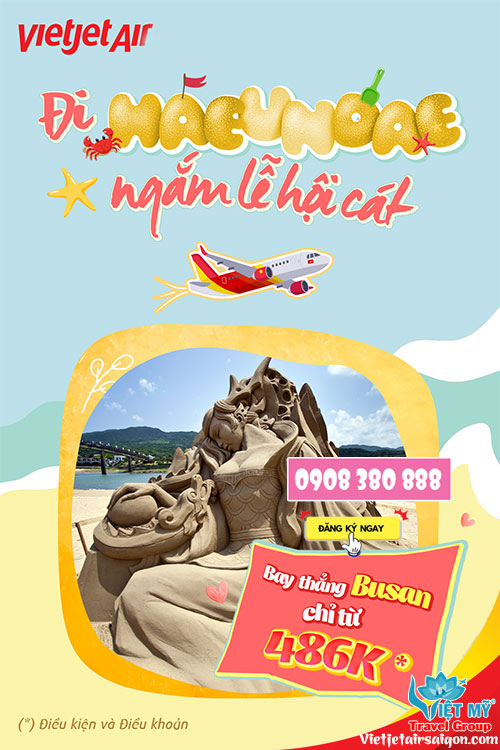 Bay thẳng Busan 486K - Tham dự lễ hội cát thôi!