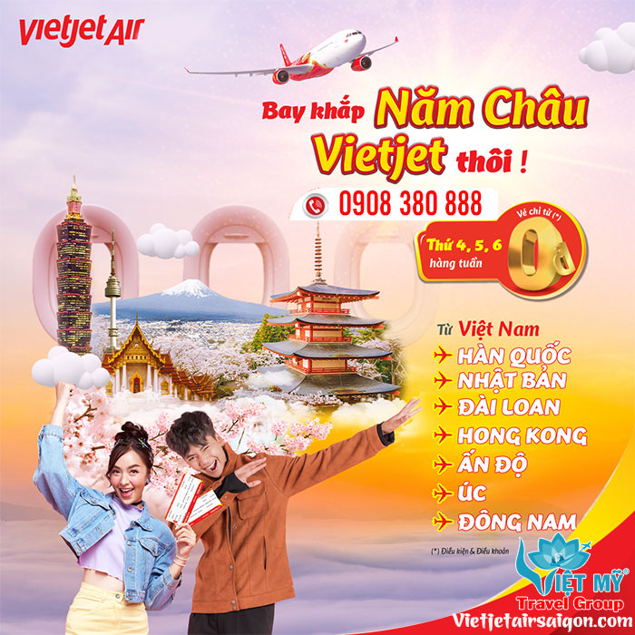 Bay HÈ Quốc Tế - Vietjet bao vé 0Đ