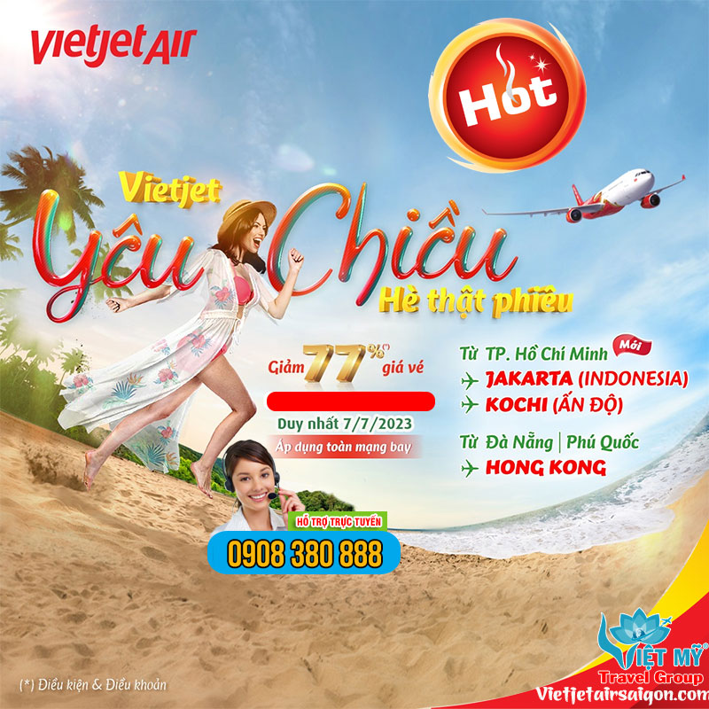 Ngày đôi 7/7 mua vé Vietjet giảm đến 77%