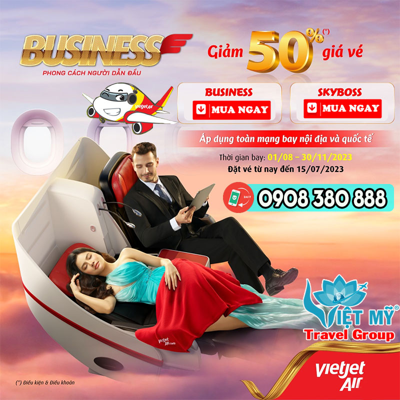 Vietjet đang GIẢM 50% giá vé hạng Thương Gia