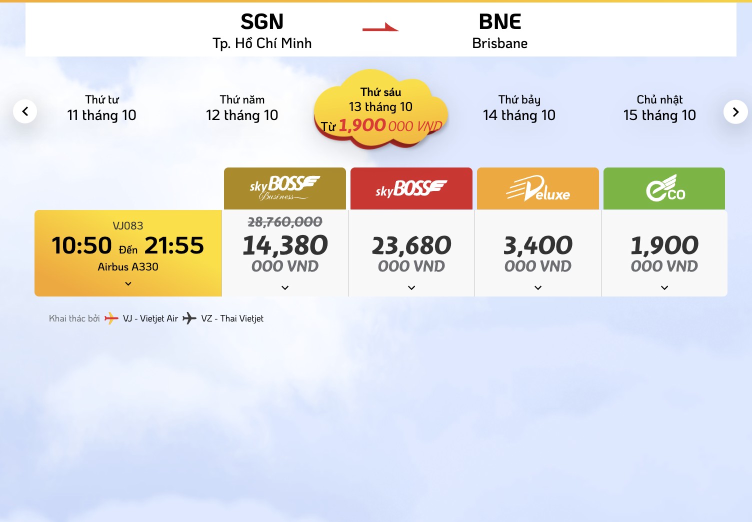 Vietjet đang GIẢM 50% giá vé hạng Thương Gia