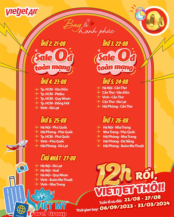 Săn vé 0đ Nội Địa cùng Vietjet khung giờ vàng 1 vjet 0d aug21 a