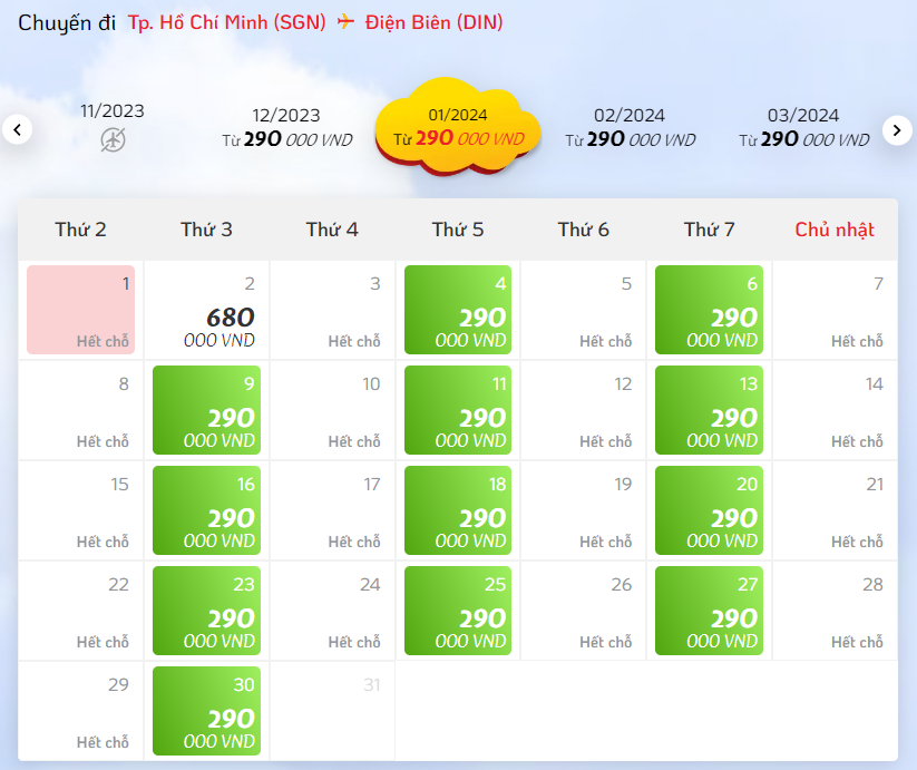 Vietjet mở đường bay TpHCM đi Điện Biên từ 2/12/2023