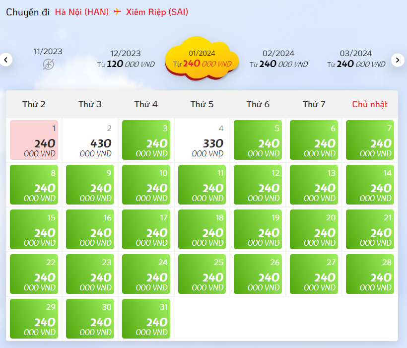 Chào đường bay mới Hà Nội đi Xiêm Riệp hãng Vietjet Air