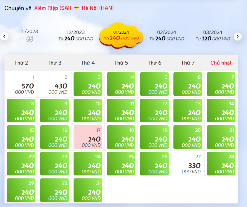 Chào đường bay mới Hà Nội đi Xiêm Riệp hãng Vietjet Air