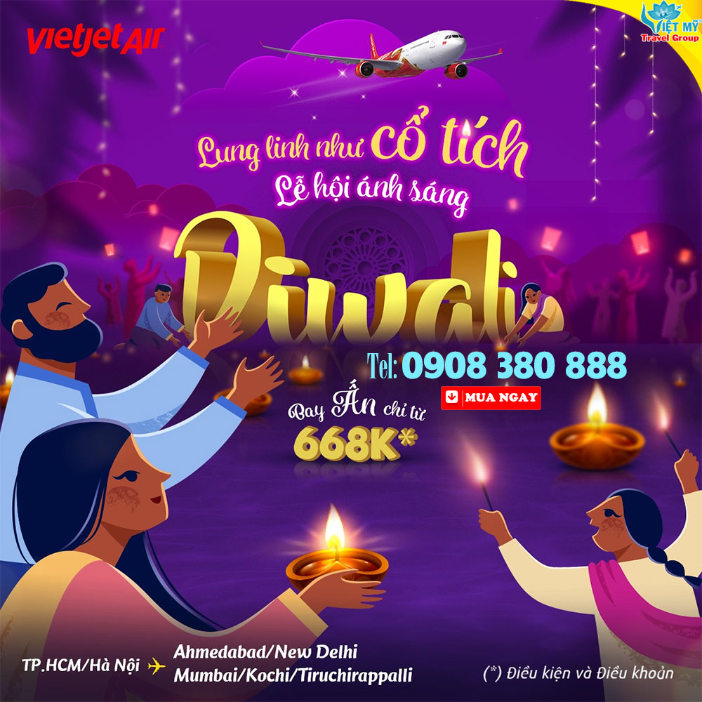 Vietjet tung vé đi Ấn Độ 668K đón lễ Diwali
