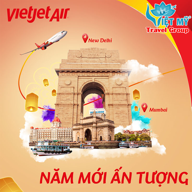 Bay 0 ĐỒNG đến 5 thành phố lớn của Ấn Độ hãng Vietjet Air