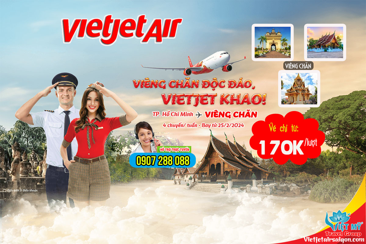 Năm mới bay đến Viêng Chăn cùng Vietjet thôi!