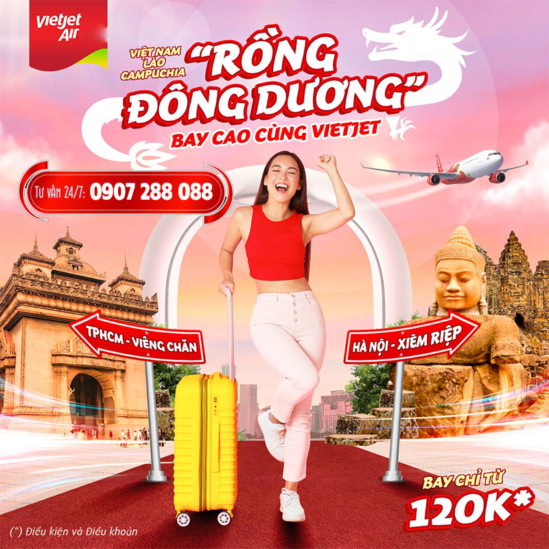 Bay khắp Đông Dương cùng Vietjet cực dễ!