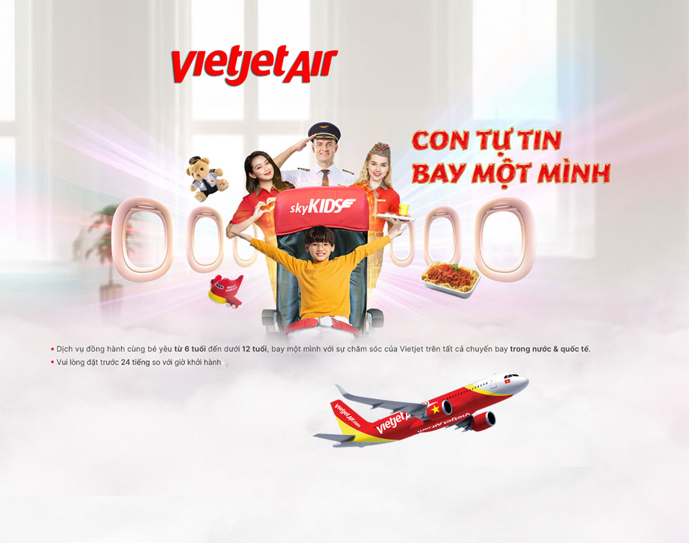 Sky Kids hãng Vietjet - Dịch vụ trẻ em bay một mình!