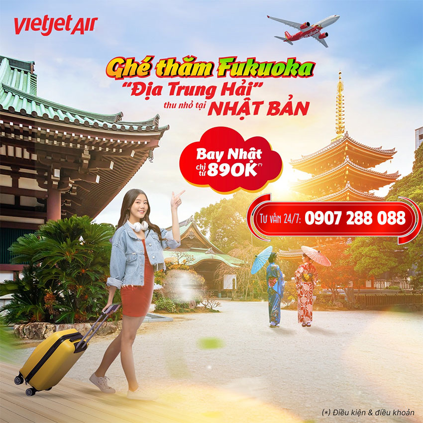 Ghé thăm Fukuoka với Vietjet - giá vé bay từ 890K!