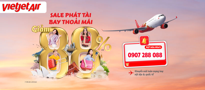 Vietjet SALE vô đối với ngày đôi 8 tháng 8 2 Vietjet SALE vô đối với ngày đôi 8 tháng 8 - GIẢM đến 88% giá vé bay