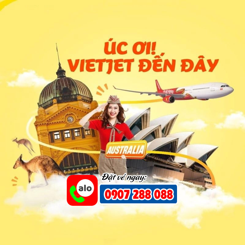 Vietjet khuyến mãi 20kg hành lý ký gửi đi Úc