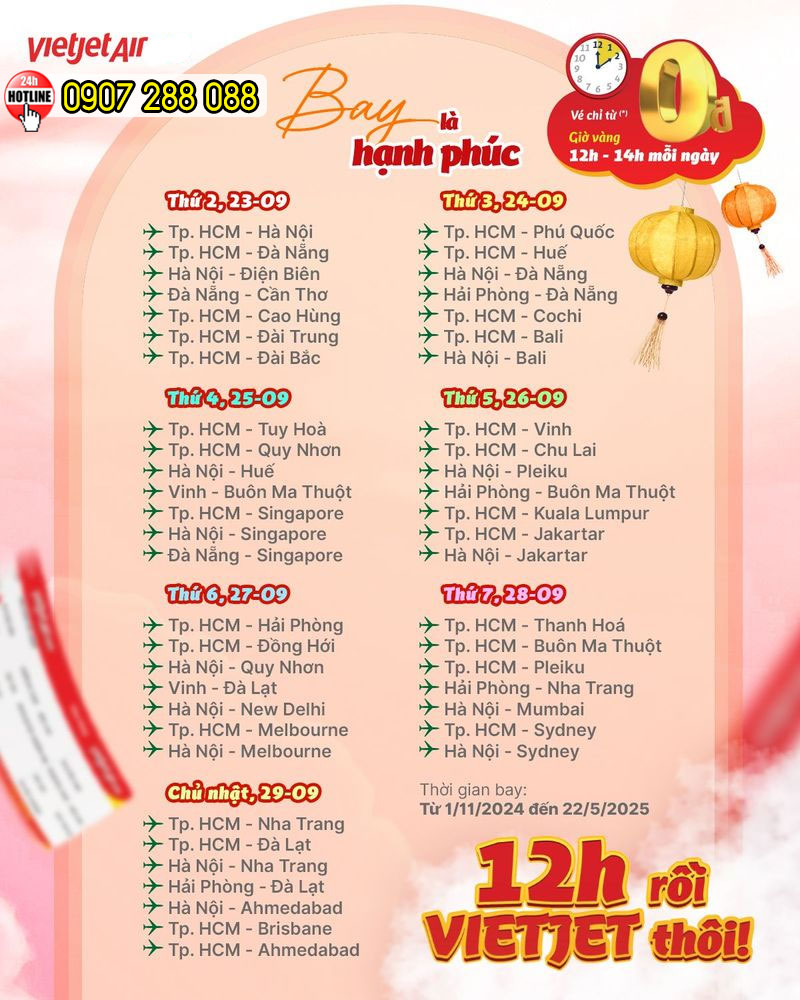 Săn vé 0Đ - Bay khắp thế giới từ Thủ đô Hà Nội