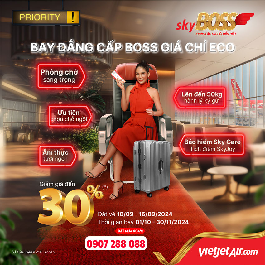 Bay đẳng cấp BOSS Vietjet - giá chỉ ECO!