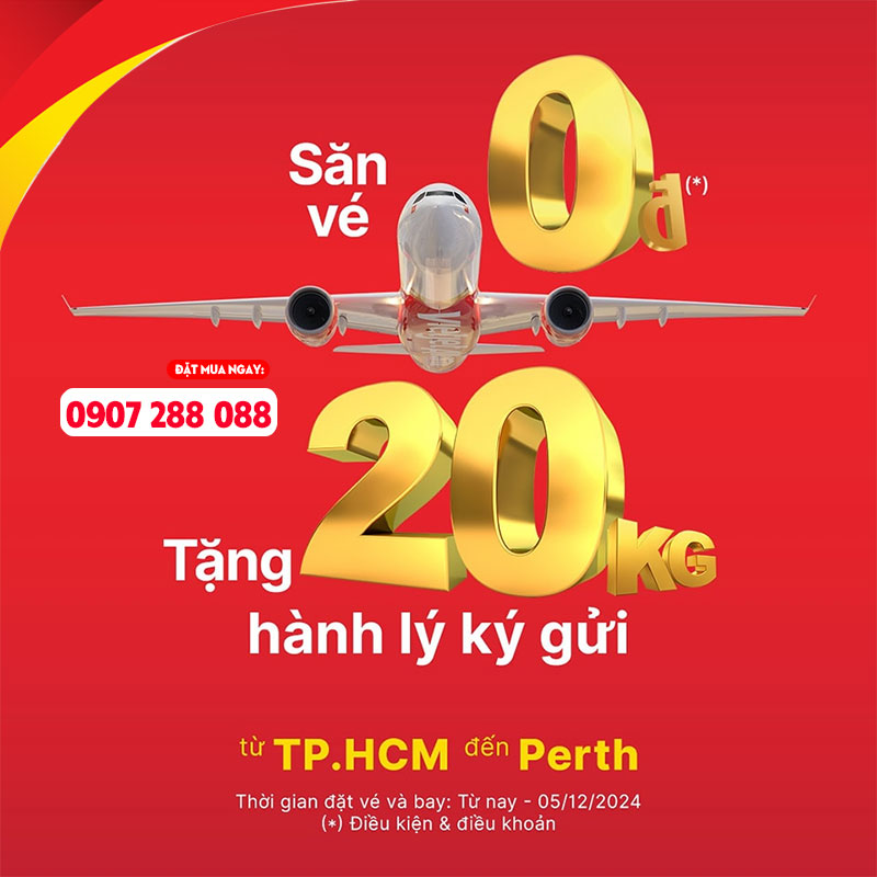 Vietjet tăng tần suất đi Perth và chào giá 0Đ