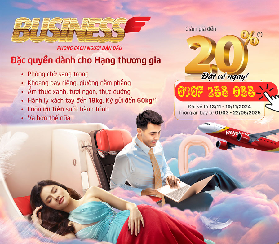 Phong cách người dẫn đầu - bay Vietjet và đặc quyền hạng thương gia!