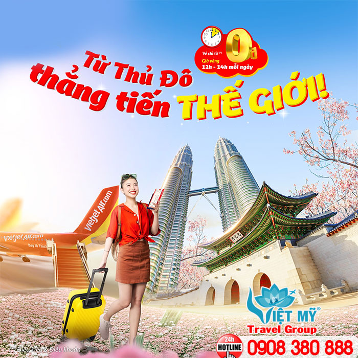 Bay từ Hà Nội đến châu Á - thẳng tiến du lịch cùng Vietjet!
