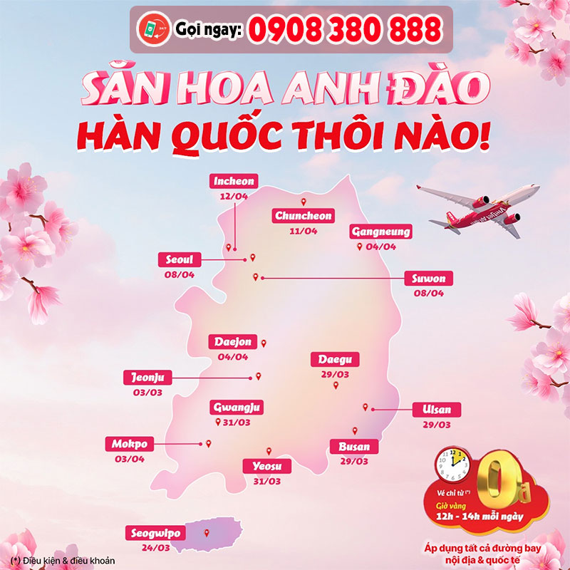 Chiêm ngưỡng hoa anh đào tại HÀN tháng 3 & tháng 4