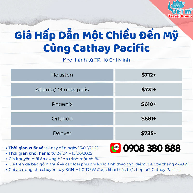 Cathay Pacific mở đường bay mới đến Dallas từ tháng 4/2025