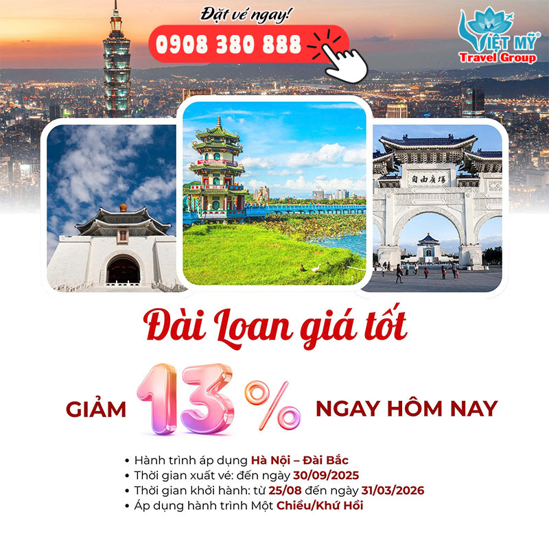Ưu đãi vé máy bay STARLUX Airlines Hà Nội – Đài Bắc giảm 13%