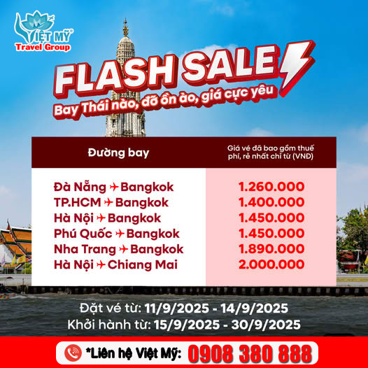 Flash Sale AirAsia bay Thái - Giá chỉ từ 1.260.000đ/chiều