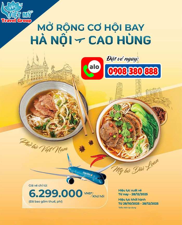 Khuyến mãi vé Hà Nội đi Cao Hùng hãng Vietnam Airlines