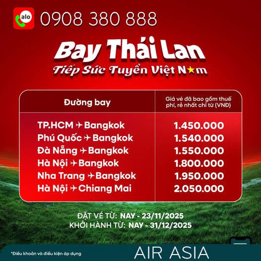 Bay Thái Lan hòa cùng SEA Games 33 - đặt liền vé AirAsia! 1 Bay Thái Lan hòa cùng SEA Games 33 - đặt liền vé AirAsia!
