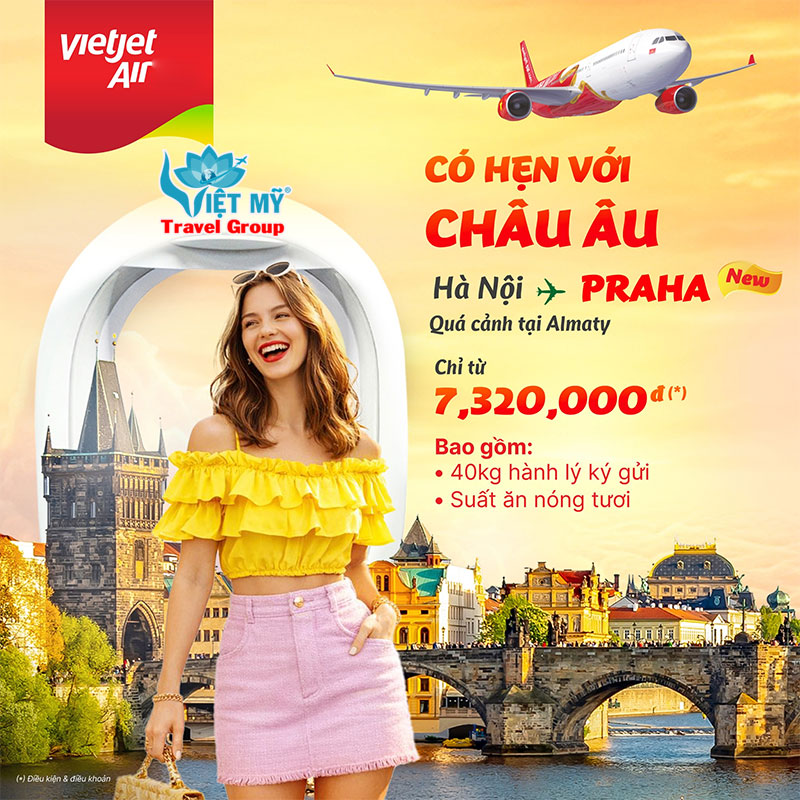 Vietjet mở đường bay Hà Nội – Praha, giá vé hấp dẫn chỉ từ 7,3 triệu