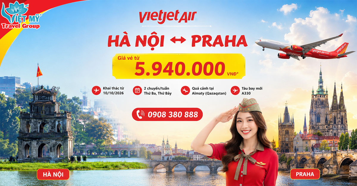 Vietjet mở bán vé Hà Nội - Praha giá từ 5.940.000 VNĐ/lượt!