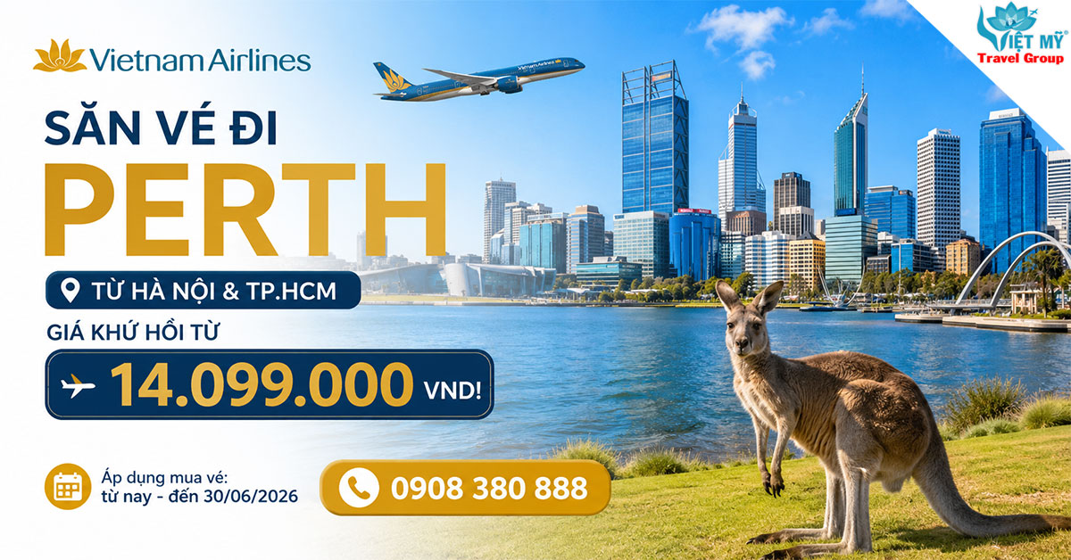 Săn vé đi Perth giá tốt từ Hà Nội và TP.HCM cùng Vietnam Airlines