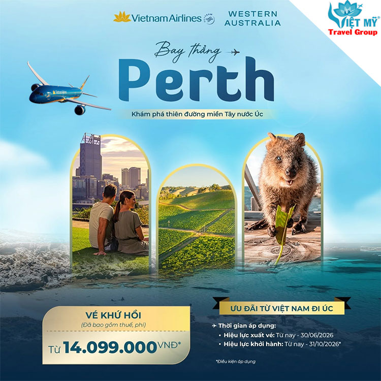 Săn vé đi Perth giá tốt từ Hà Nội và TP.HCM cùng Vietnam Airlines
