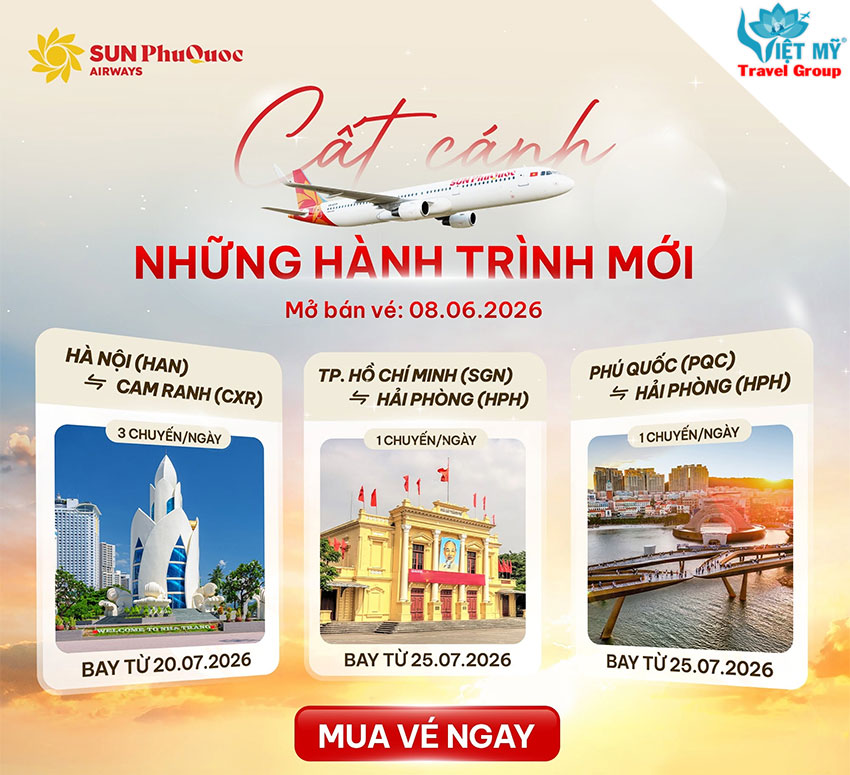 Sun PhuQuoc Airways mở bán 3 đường bay mới đến Cam Ranh, Hải Phòng và Phú Quốc