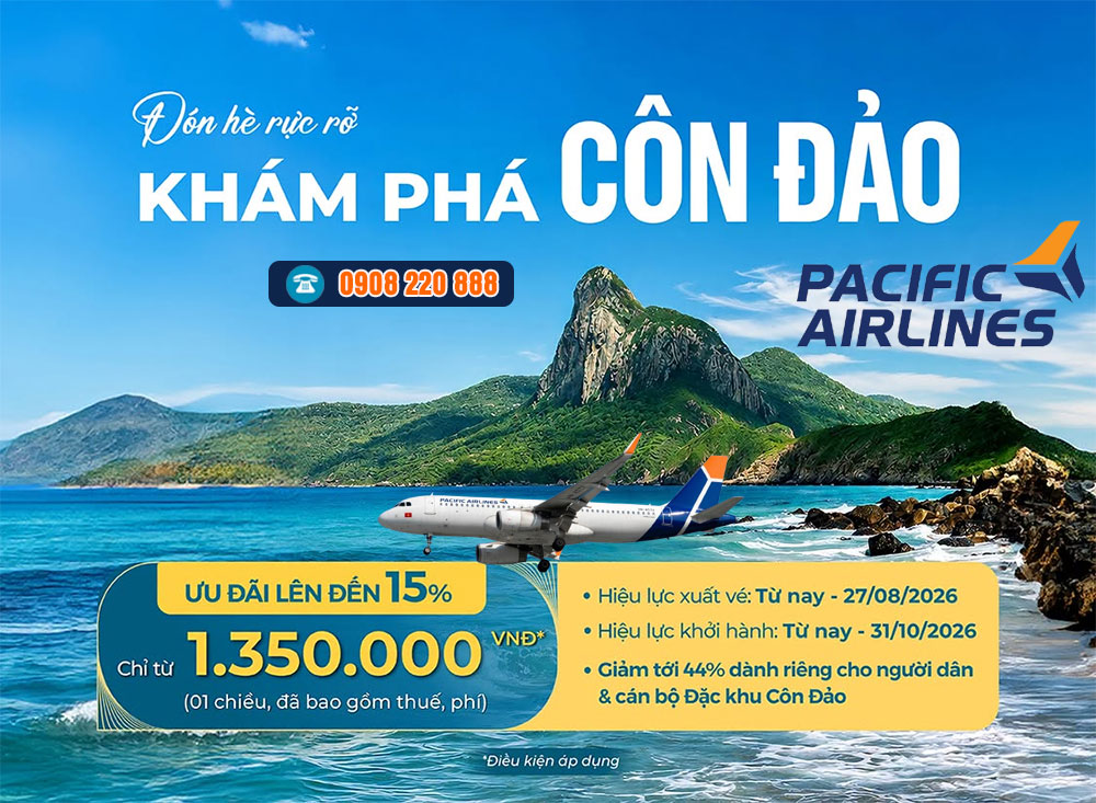 Khám phá Côn Đảo với Pacific Airlines - Giá vé từ 1.350.000 đồng, giảm đến 15% 1 Khám phá Côn Đảo với Pacific Airlines - Giá vé từ 1.350.000 đồng, giảm đến 15%